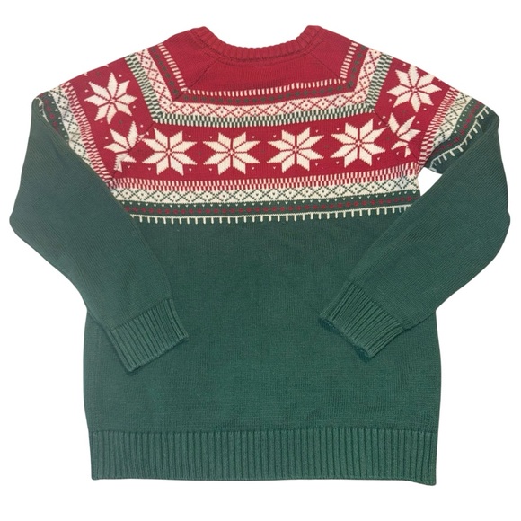 Gymboree Christmas sweater vintage fair isle green red snowflake photo size 7 - Picture 3 of 4